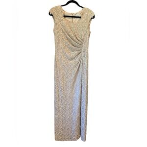 Tahari Arthur Levine womens formal gown champagne size 4 wedding black tie prom